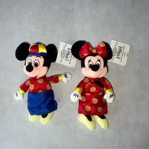New Collectible Disney Plush Chinese New Year Mickey & Minnie Set 1998 - 1999